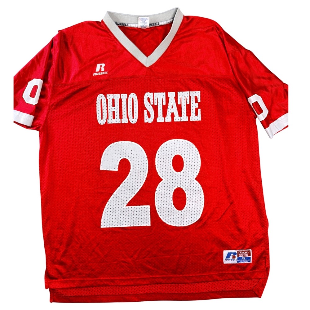 Russell Athletic Ohio‎ State Buckeyes Jersey Mens XL Red Football Team Issue 28